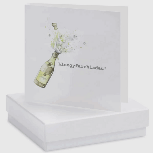 Llongyfarchiadau card and earrings