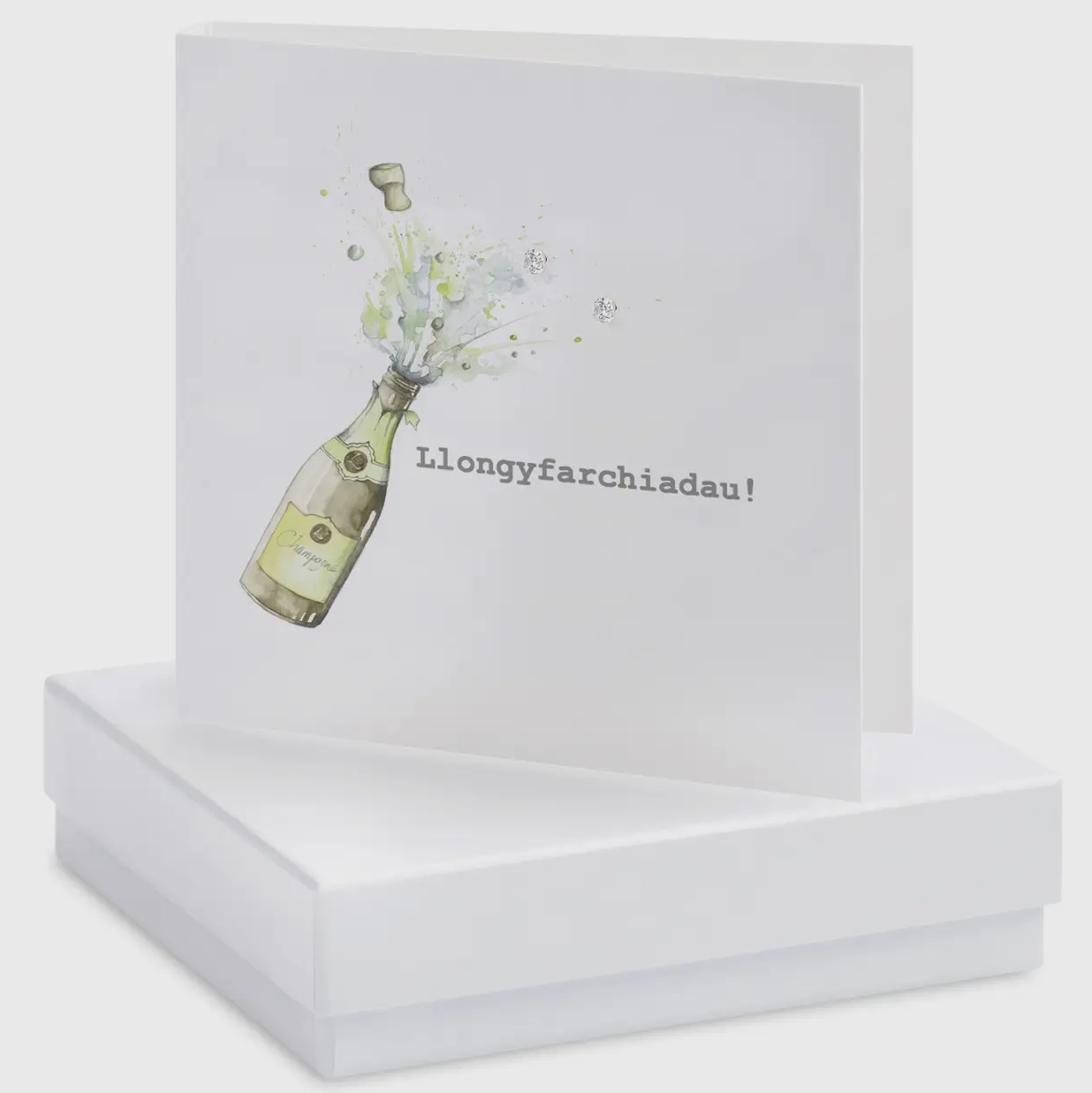 Llongyfarchiadau card and earrings