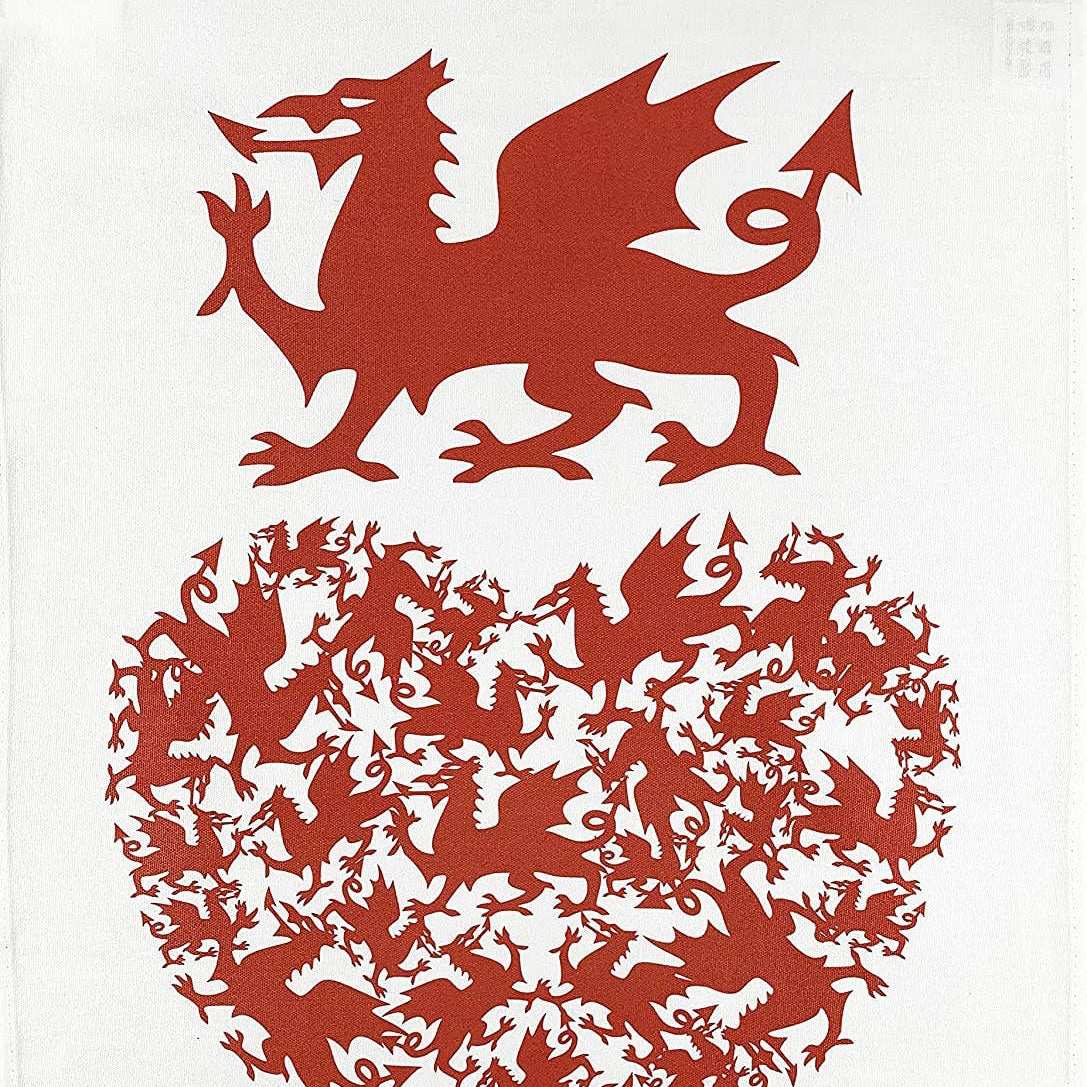 Love the Welsh Dragon Large Cotton Tea Towel|Gifts of Wales