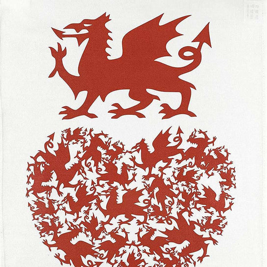 Love the Welsh Dragon Large Cotton Tea Towel|Gifts of Wales