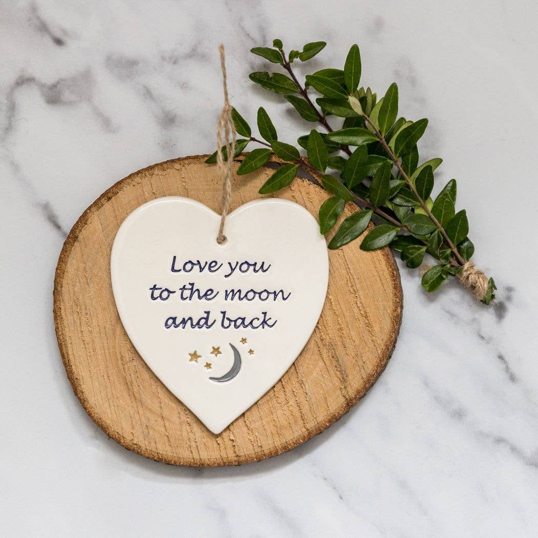 Love you to the moon and back -Handmade ceramic heart|Gifts of Wales 