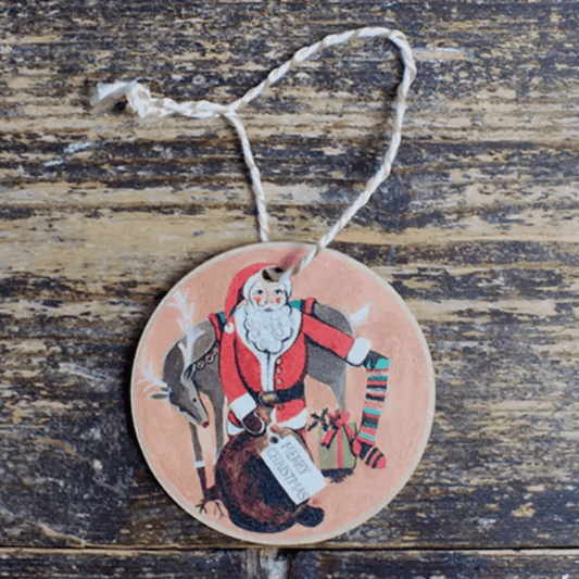 Merry Christmas santa wooden decoration