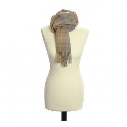 Natural checked scarf | Gifts of Wales