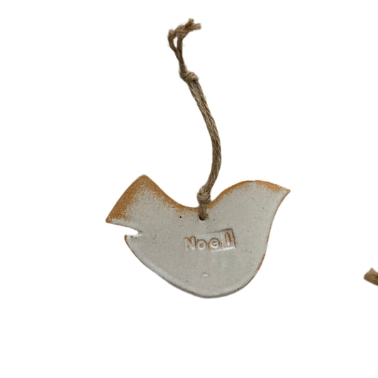 Noel stoneware bird decoration 