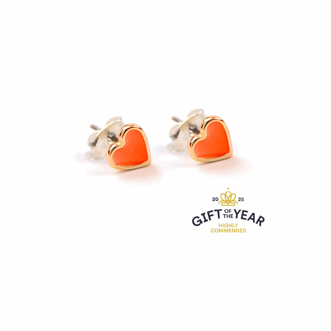 Orange heart gold studs