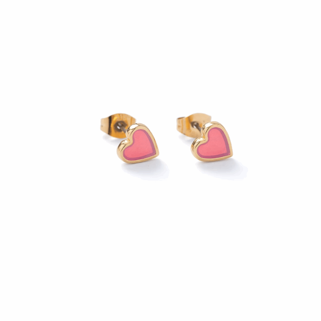 Peach translucent heart studs