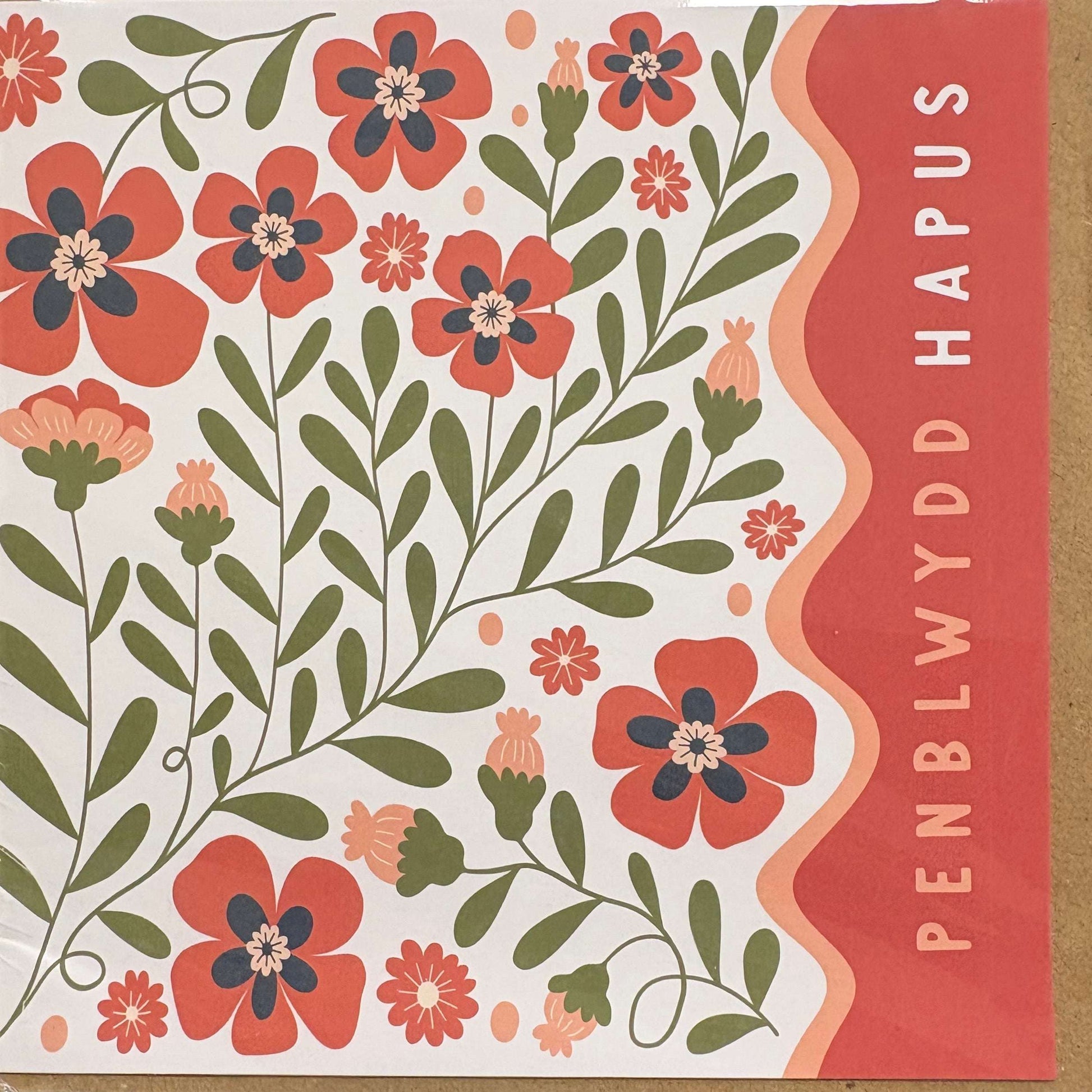Penblwydd hapus card - coral floral