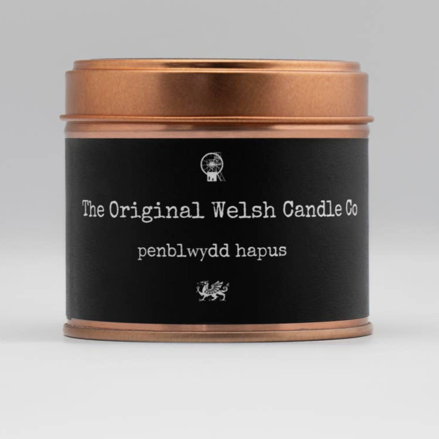 Penblwydd hapus copper tin candle