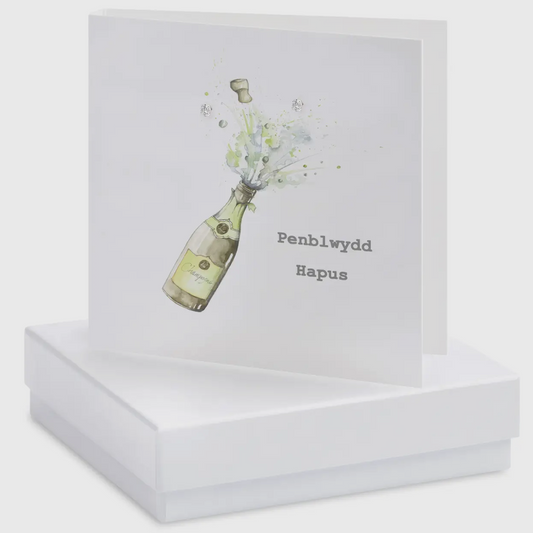 Penblwydd hapus earrings and card