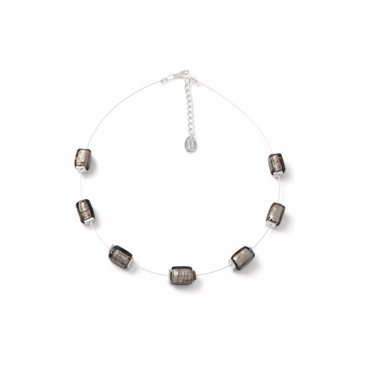 Pewter reflections beaded necklace