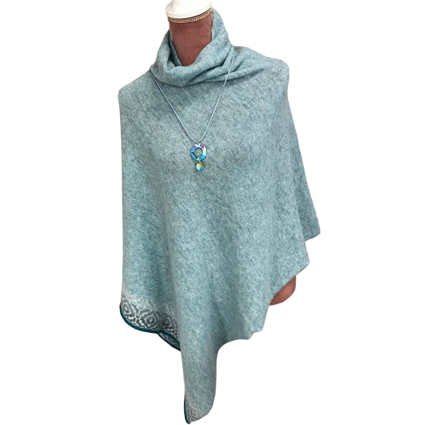 Opal desen poncho with cowl neck - Gifts of Wales