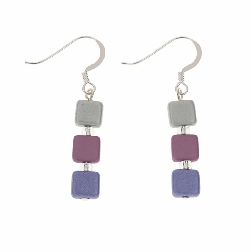 Pink purple pastel geo earrings