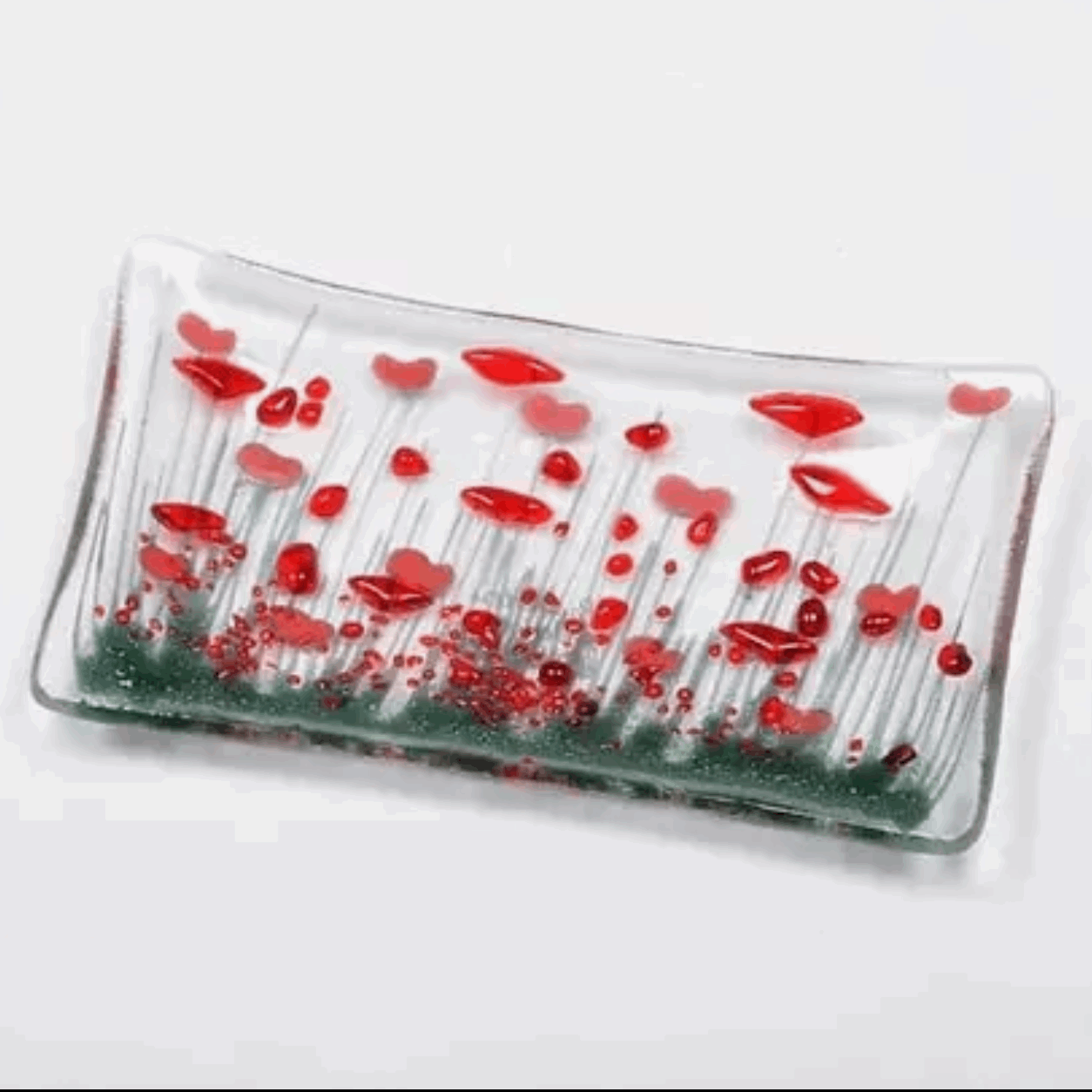 Poppy fused glass dish