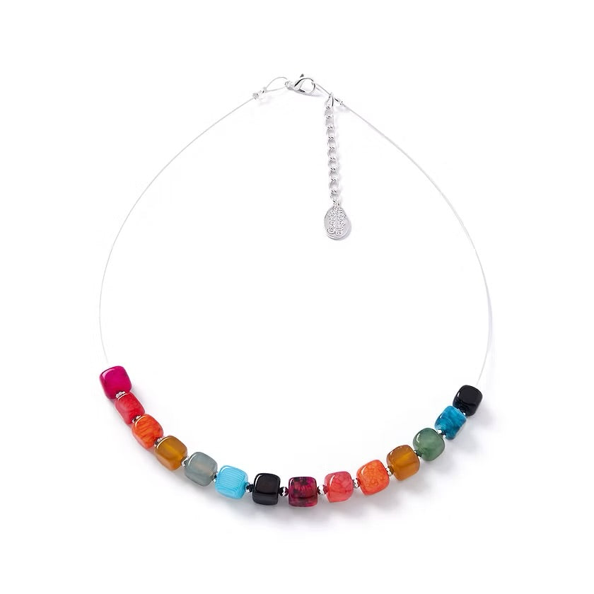 Rainbow agate cubes links necklace