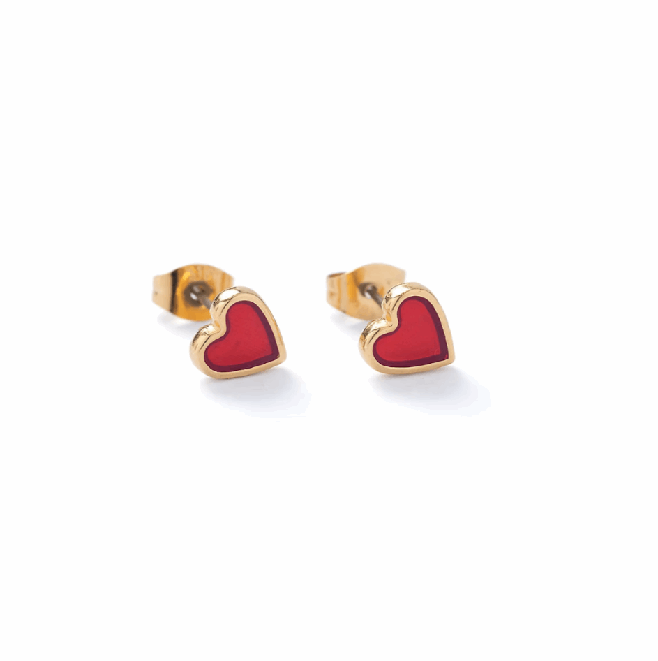 Red translucent heart studs