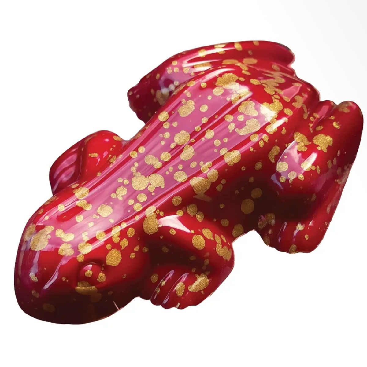 Red and gold milk chocolate frog