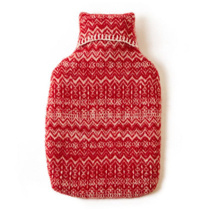 Red fair isle hot water bottle