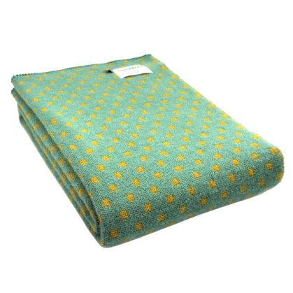 Sea green and yellow dot throw | Gifts of Wales