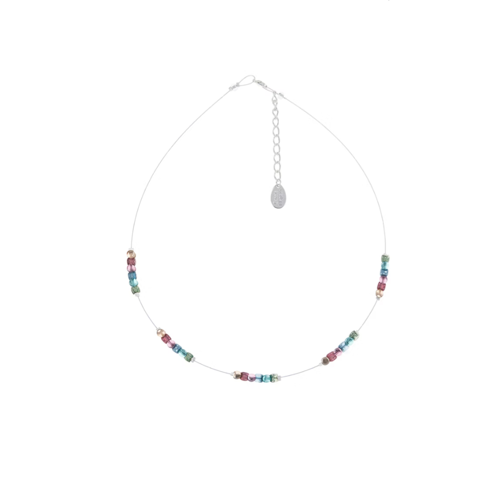 Shimmer Drums Pastel Beaded Spaced Necklace