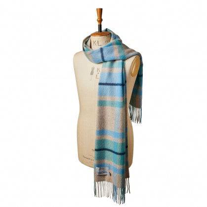 Sky blue extra wide lambswool scarf - Gifts of Wales