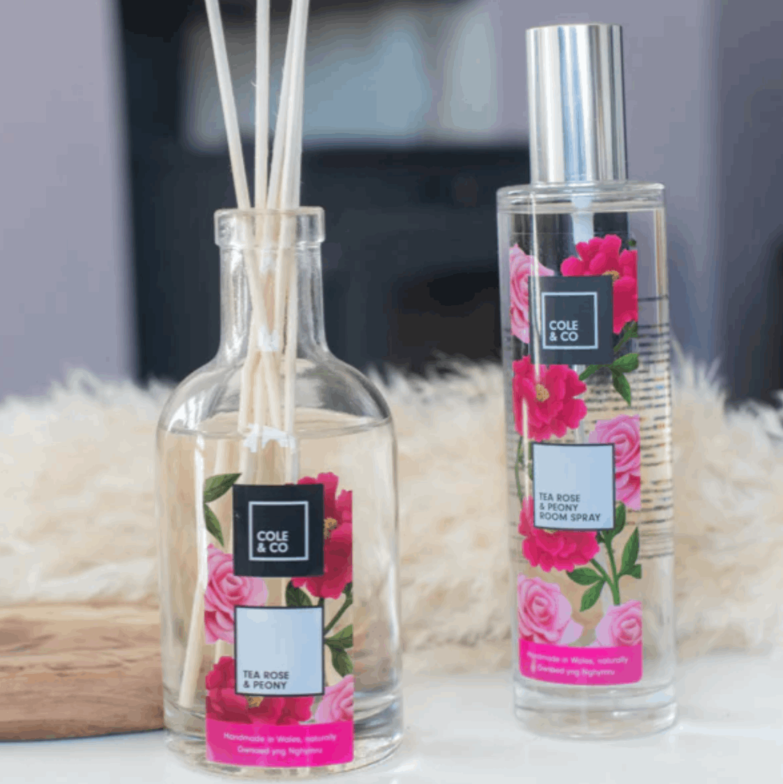 Tea rose and peony reed diffuser