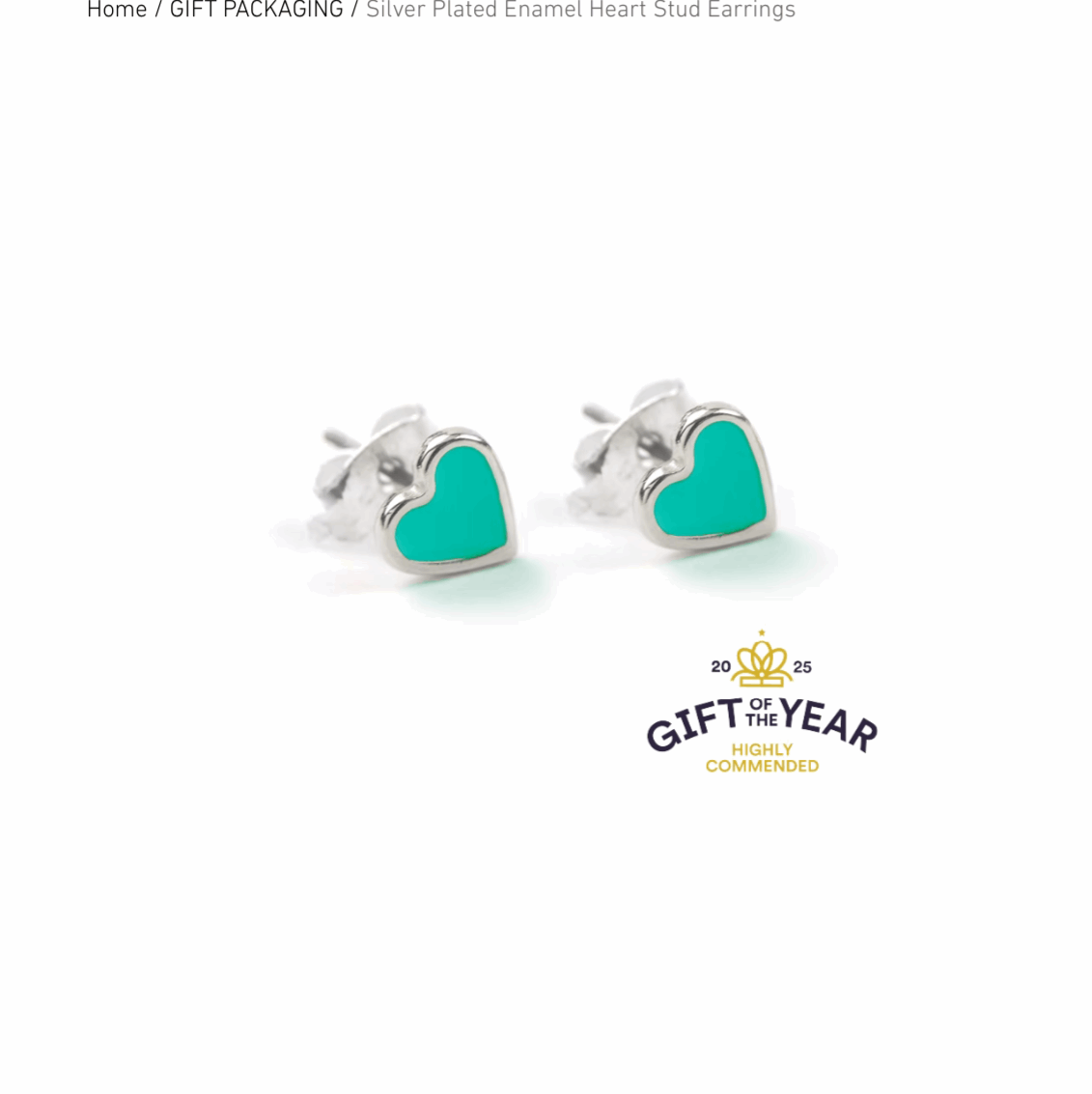 Teal heart studs 