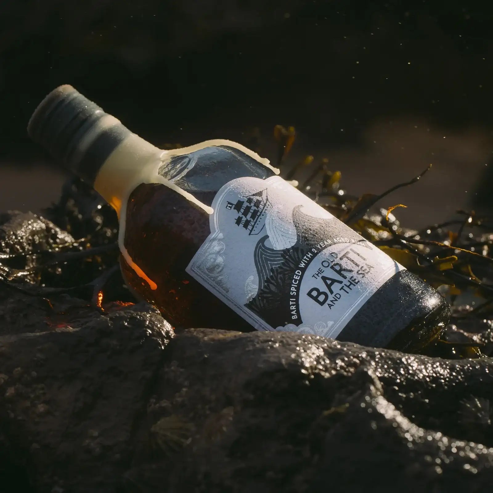 “The old Barti and the sea” barrel aged rum. A Welsh seaweed spiced rum. 