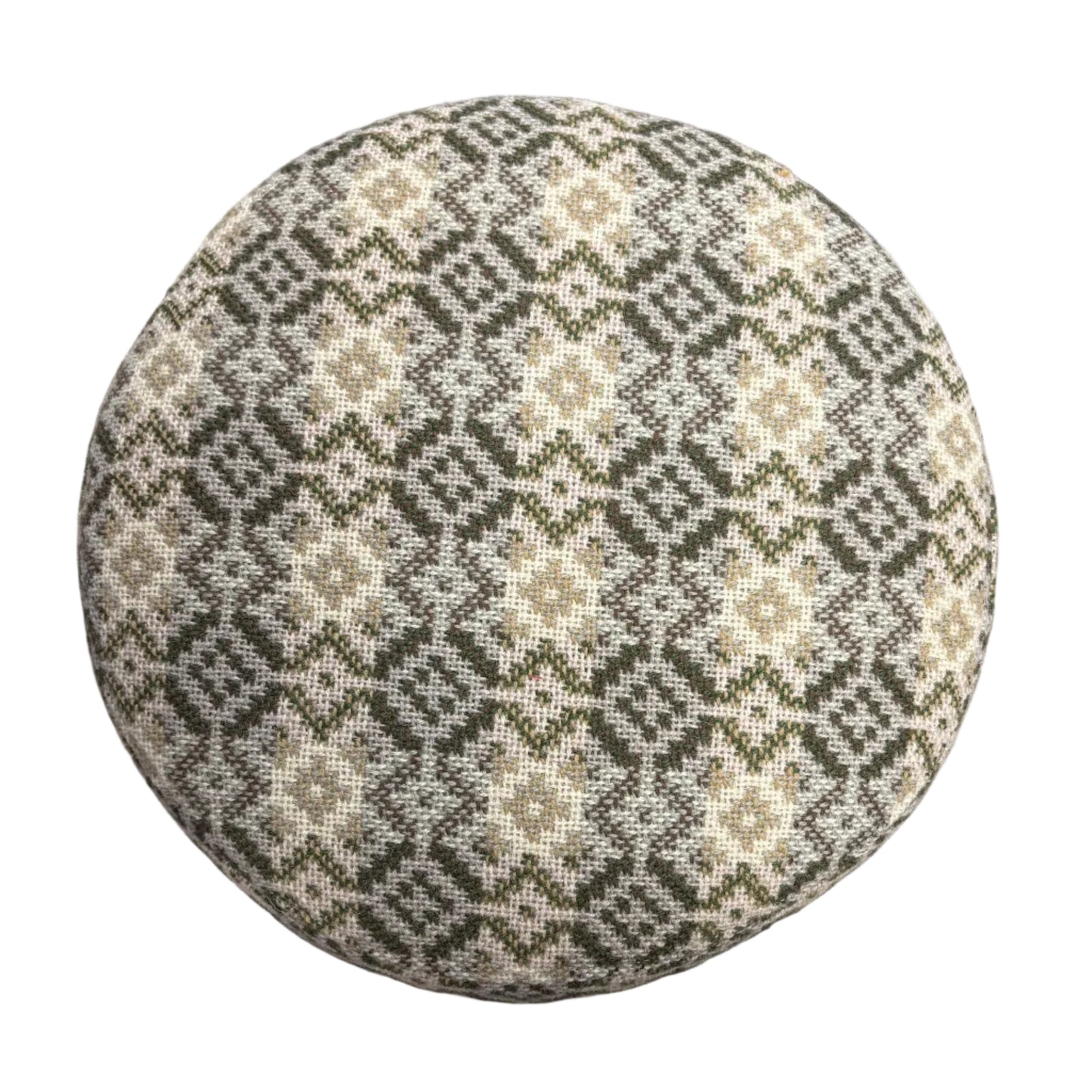 Top of Round neutral Welsh tapestry foot stool