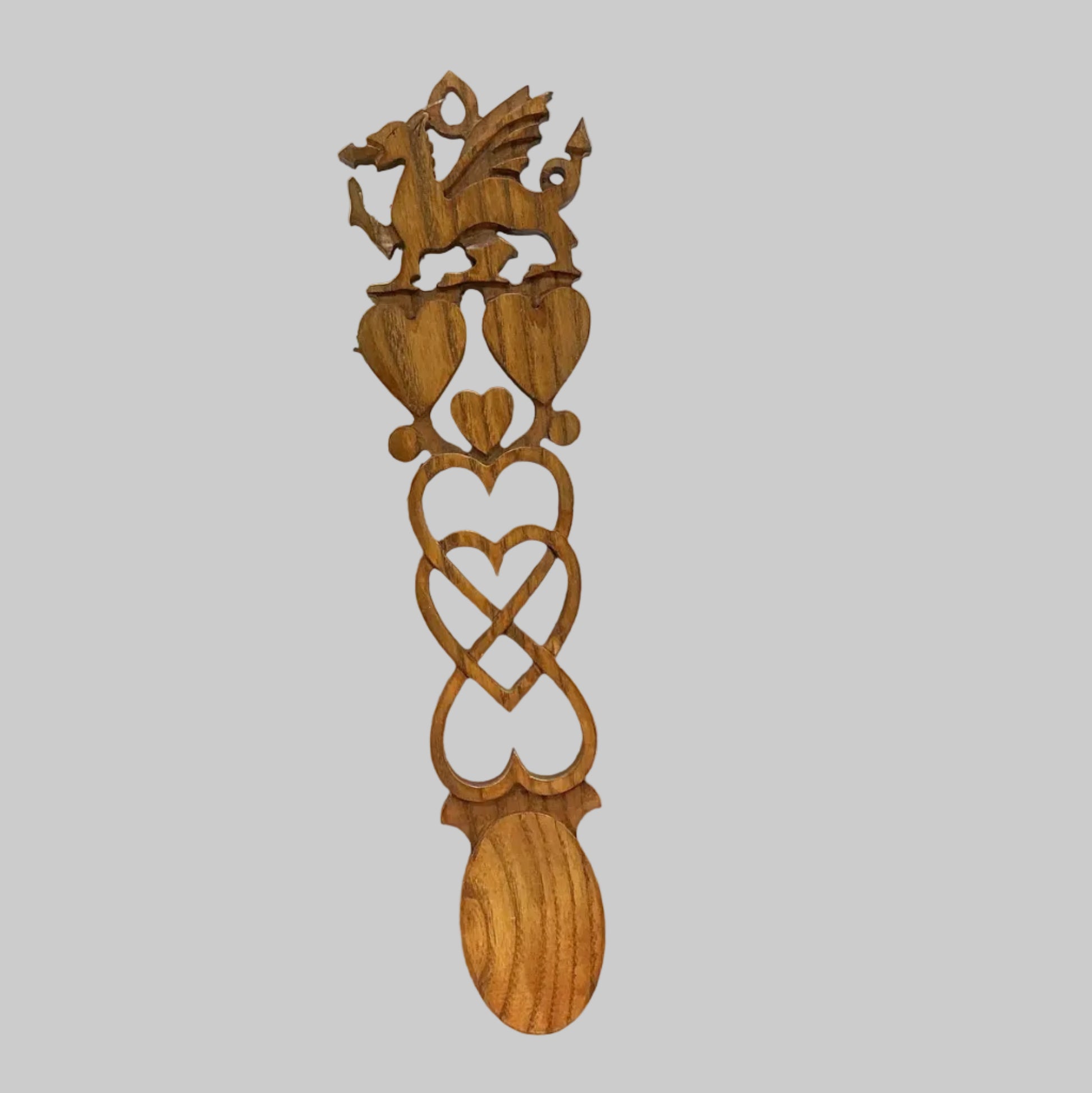 Twelve inch dragon and hearts lovespoon