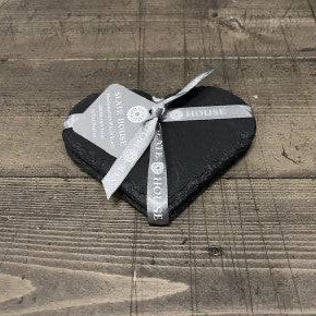 Two slate heart coasters