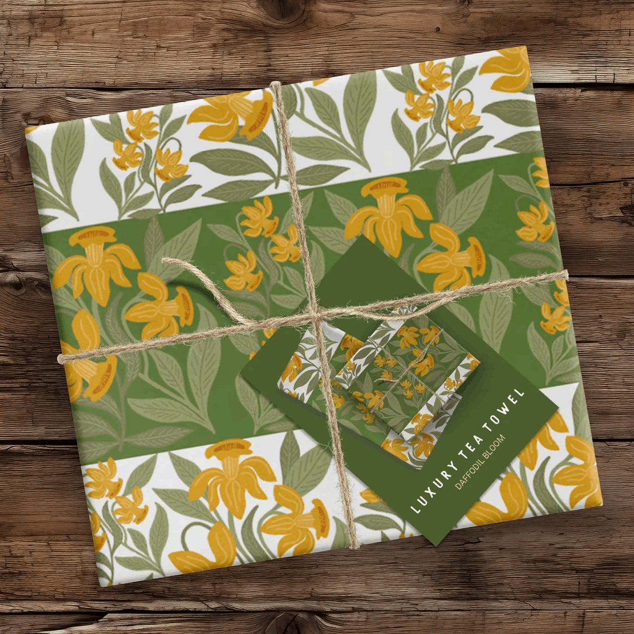 Vintage style daffodil tea towel