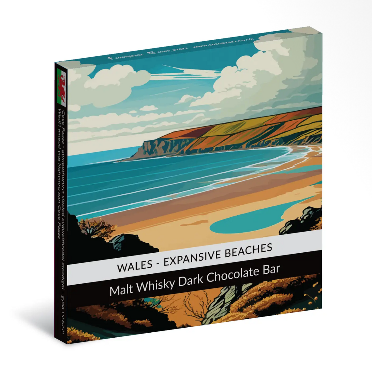Wales expansive beaches malt whisky dark chocolate