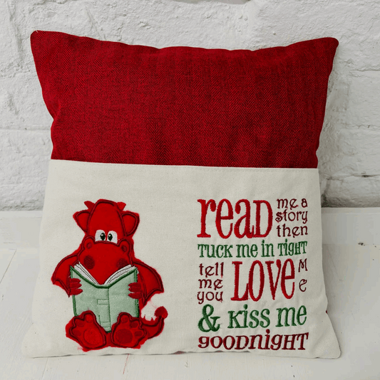 Welsh dragon reading cushion