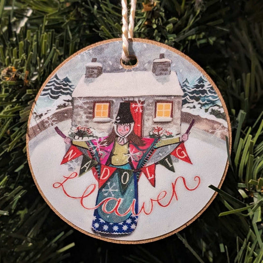 Welsh lady with cottage Christmas decoration