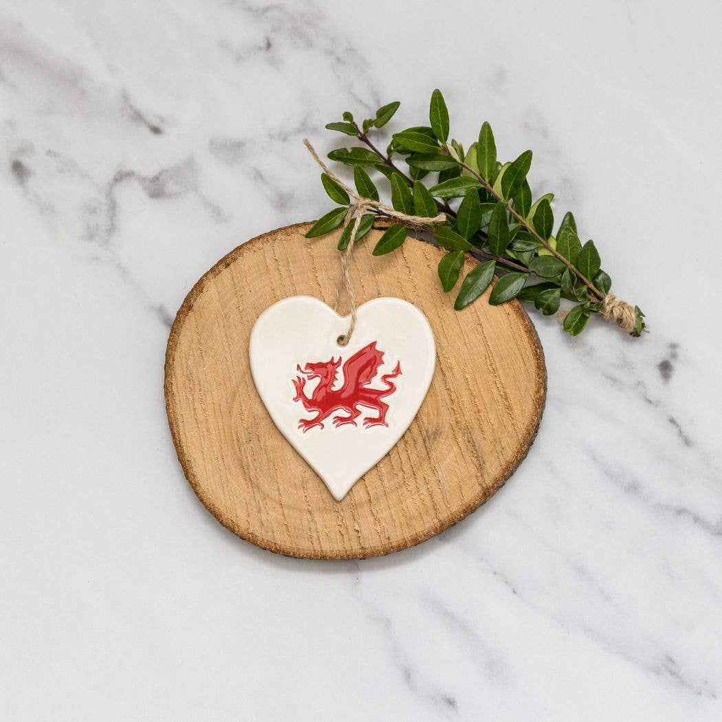Welsh Dragon -Handmade ceramic heart|Gifts of Wales 
