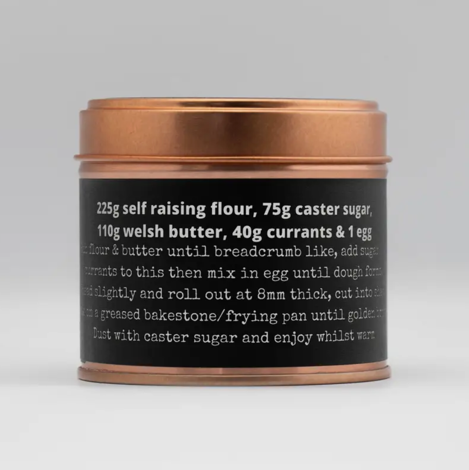 Welsh cake copper tin candle