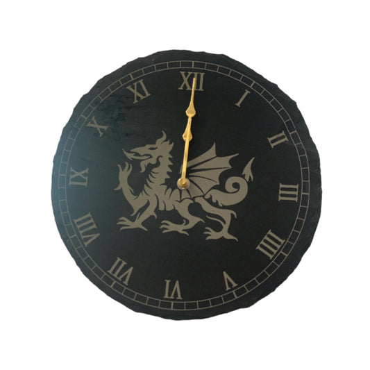 Welsh dragon clock with roman numerals