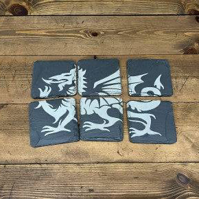 Welsh dragon slate coasters