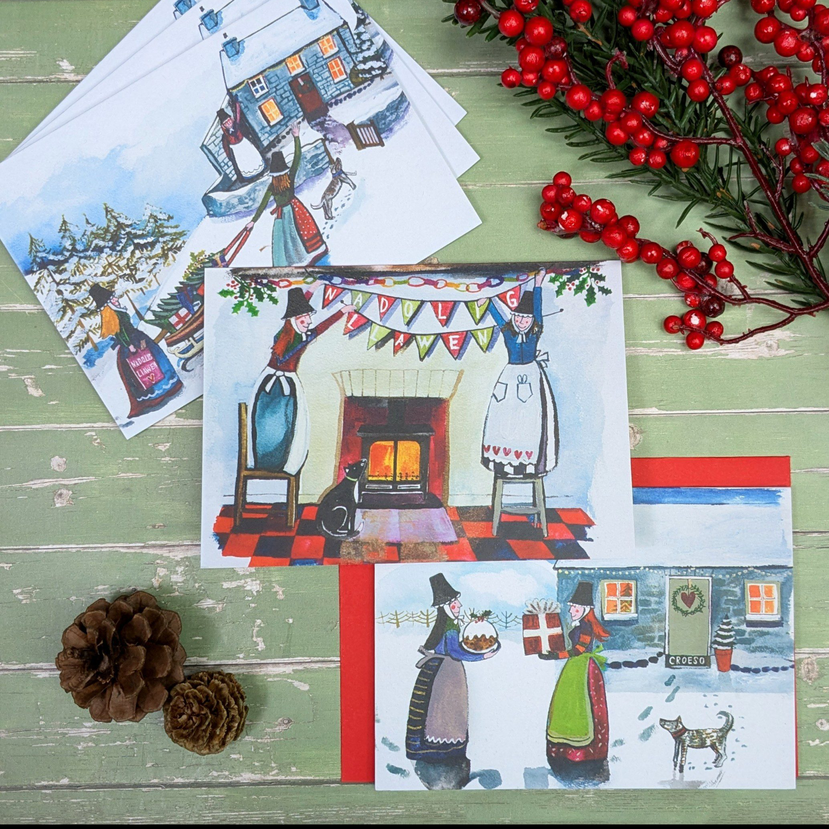 Welsh ladies Christmas card pack