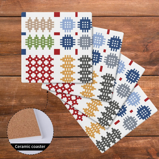 Welsh tapestry design ceramic coasters Multi colour