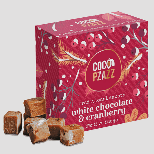 White chocolate and cranberry fudge