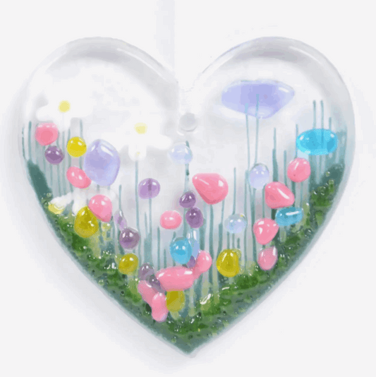 Wildflower heart glass decoration