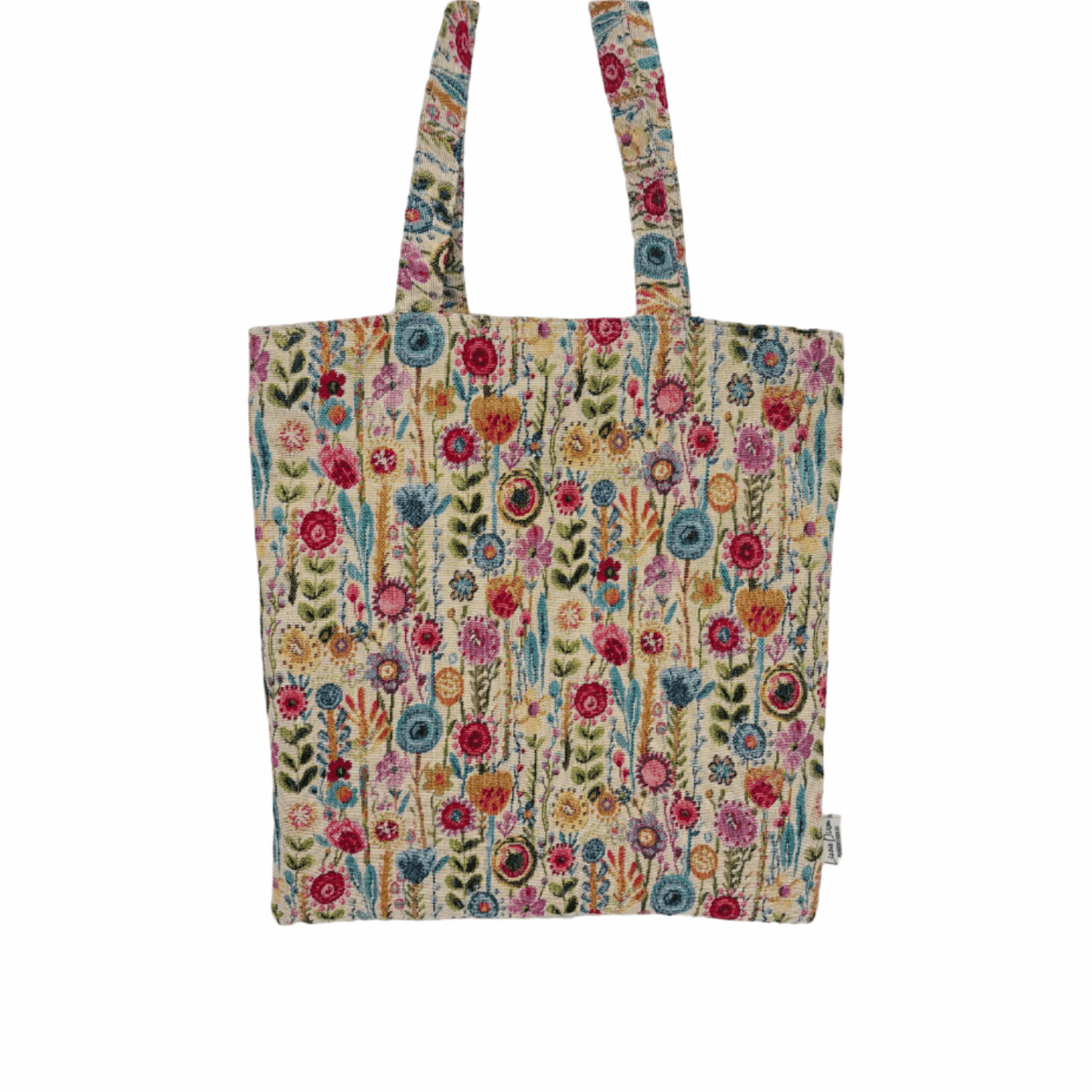 Wildflower tapestry style tote bag