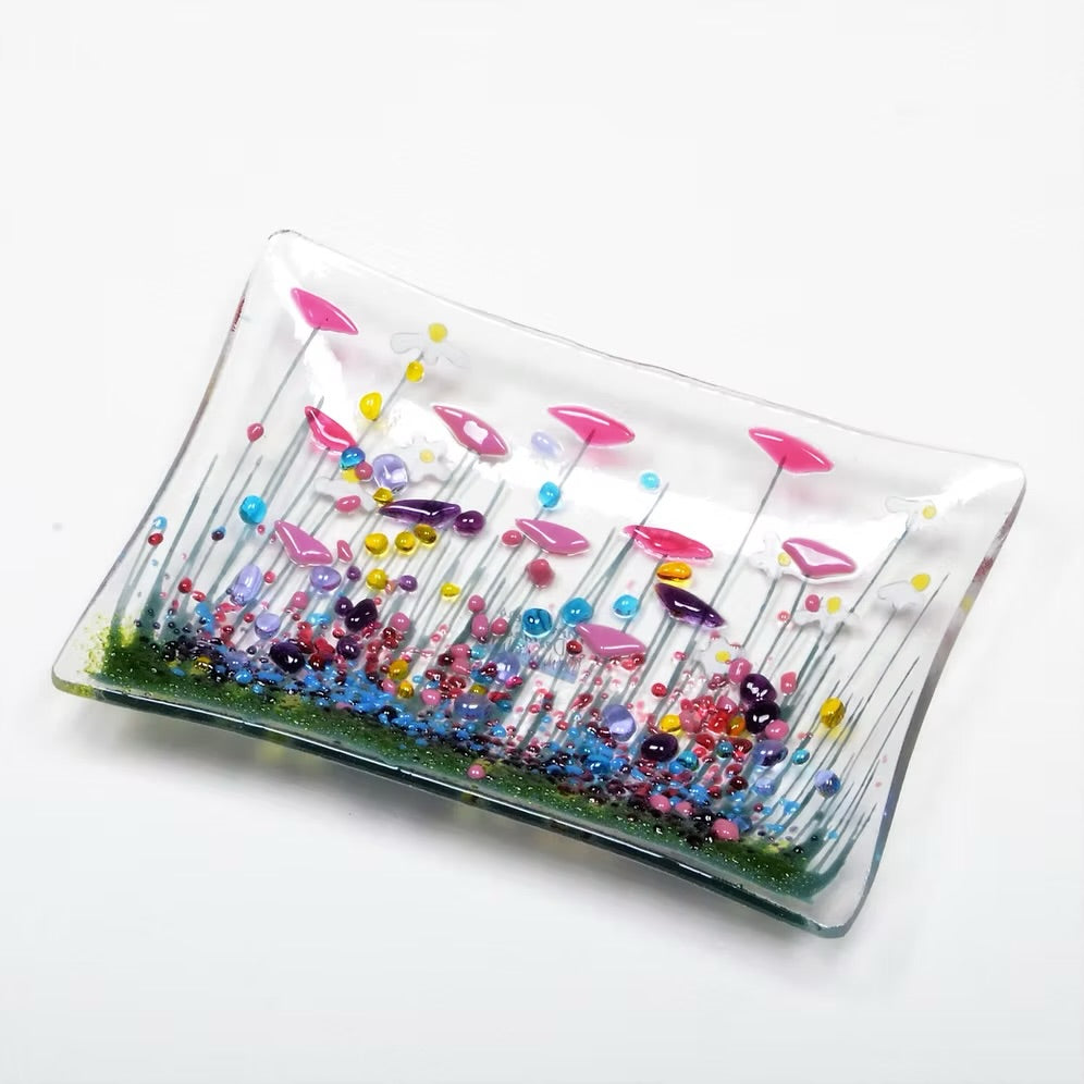 Wildflower medium glass dish 