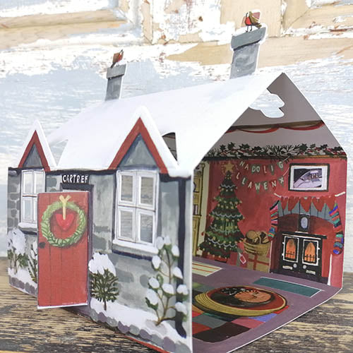 Winter cottage card