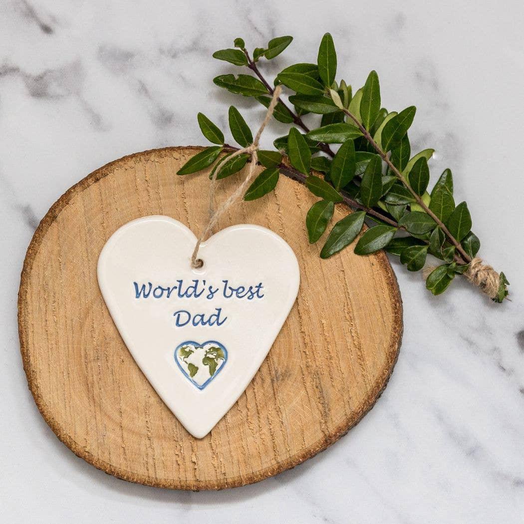 World's Best Dad - Handmade ceramic heart|Gifts of Wales 