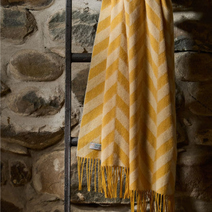 Yellow and beige herringbone scarf
