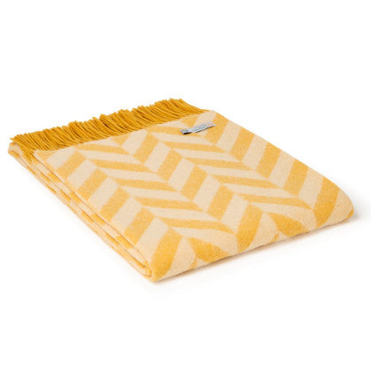 Yellow chunky herringbone throw
