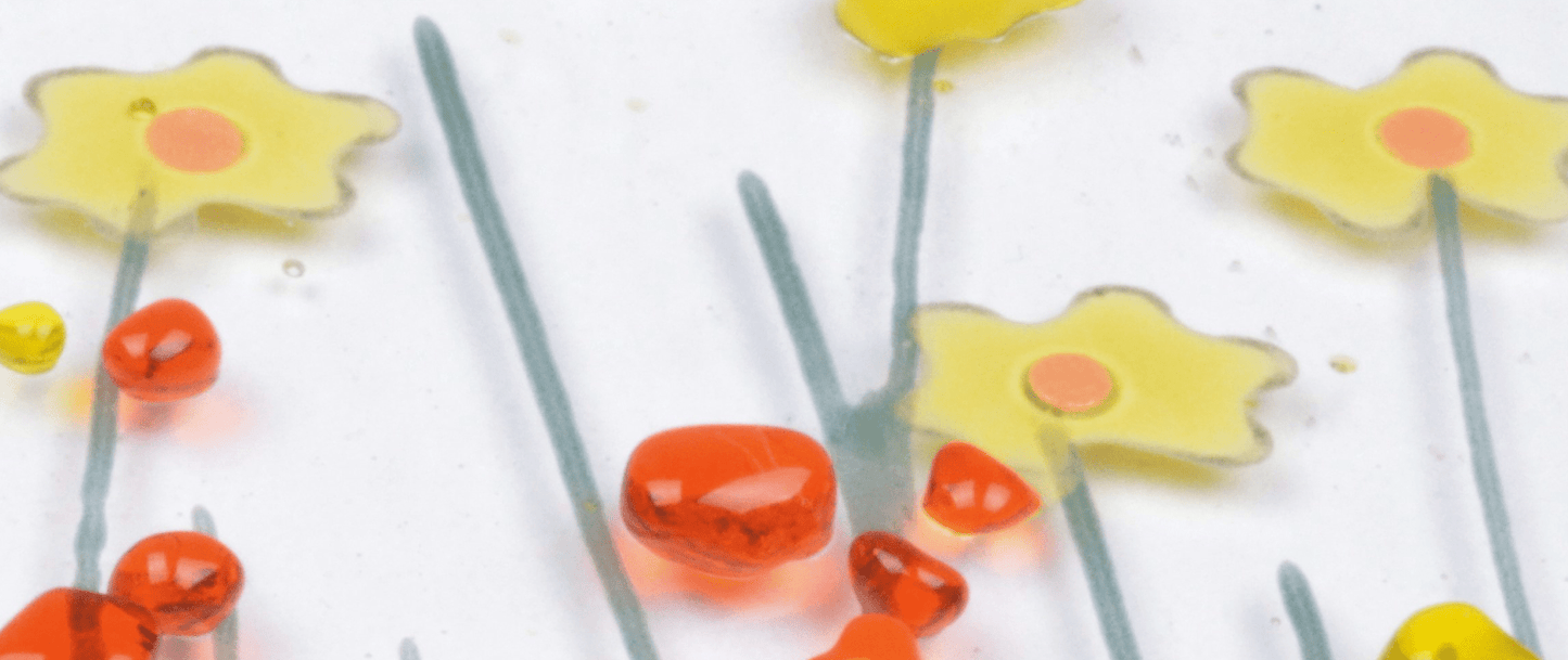 Handmade Fused Glass -  Daffodil Small Tealight - Gifts of Wales