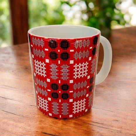 Welsh Tapestry Blanket Print Mug: Blue - Gifts of Wales